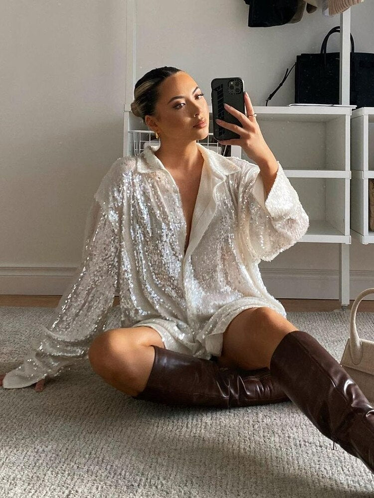 Sofie - Trendy Oversized Blouse with Glitter Effect