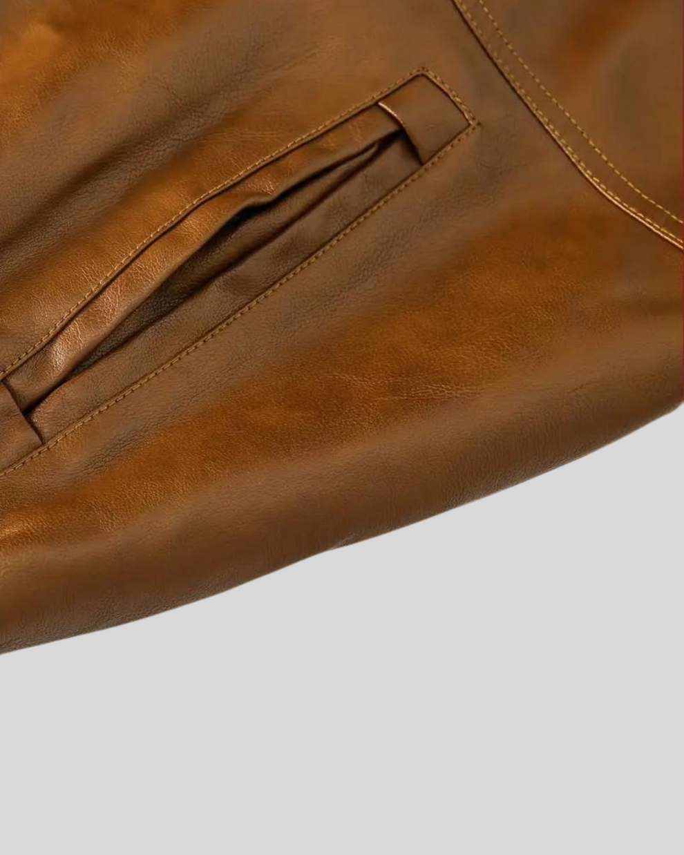 Davor Leather Jacket with Hood and Double Zipper, view 7 - Elena Harper