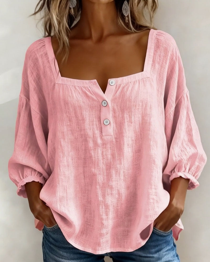 BLOUSE WITH SQUARE NECKLINE FOR WOMEN