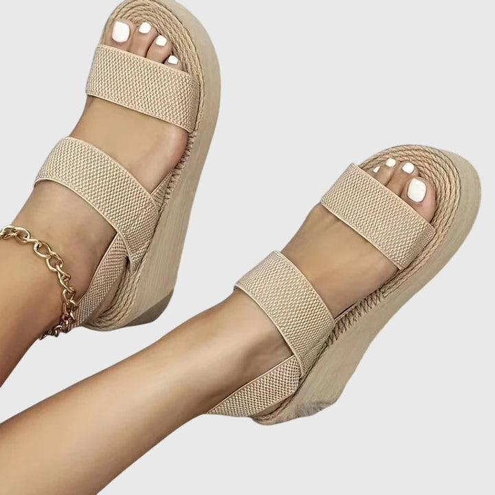 Women's Orthopaedic Platform Sandals with Two Wide Front Straps for Summer