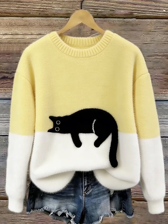 Paula™ | Soft Oversized Sweater with Cat Print