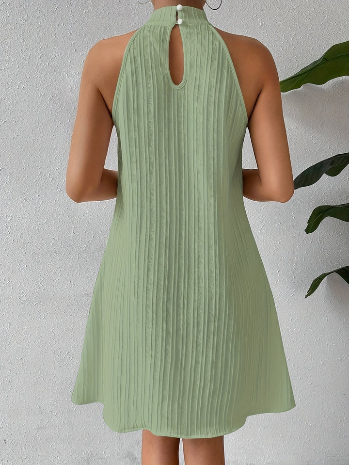 Talia Textured Halter Mini Dress, view 7 - Elena Harper