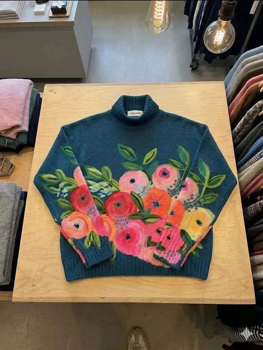 Nora | Elegant and Comfortable Floral Pattern Turtleneck Sweater