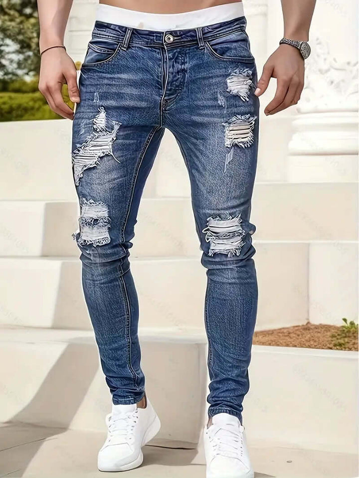 Men's Ripped Skinny Jeans, view 3 - Elena Harper