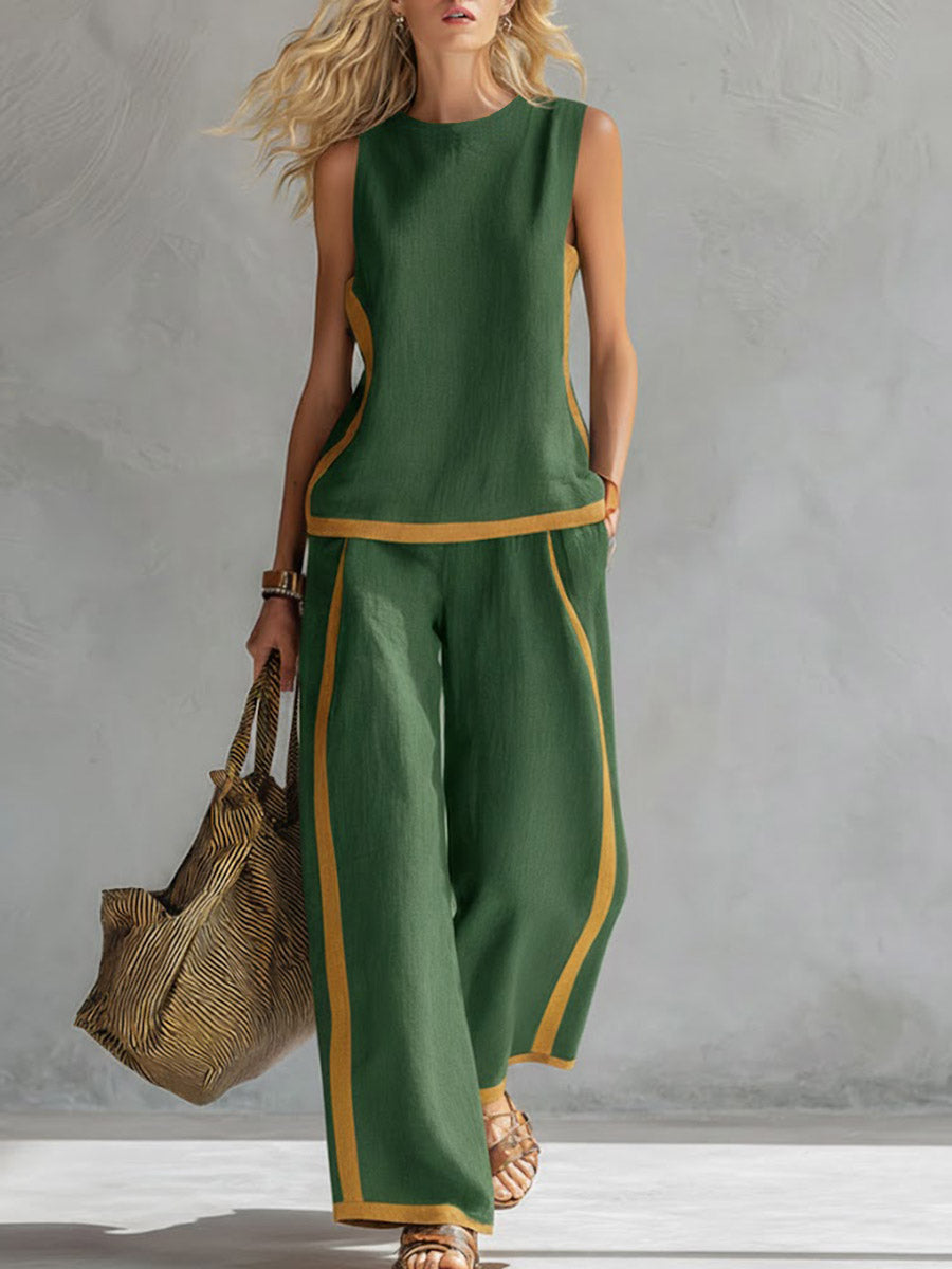 Lunara Stylish Linen Outfit with Wide Pants, view 5 - Elena Harper