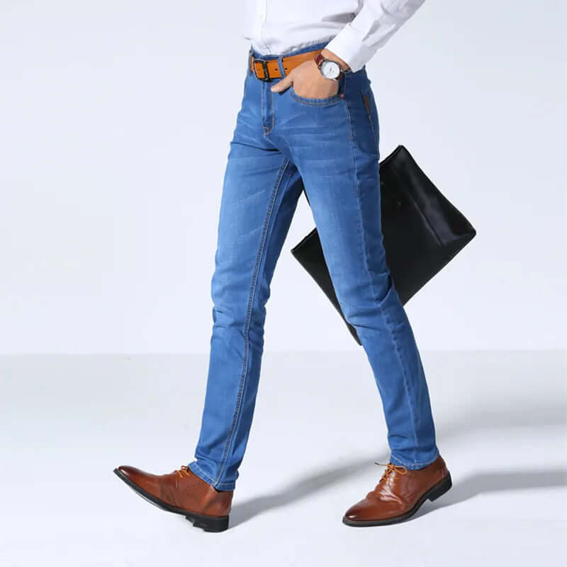Men's Straight Leg Jeans Durable Denim, view 3 - Elena Harper