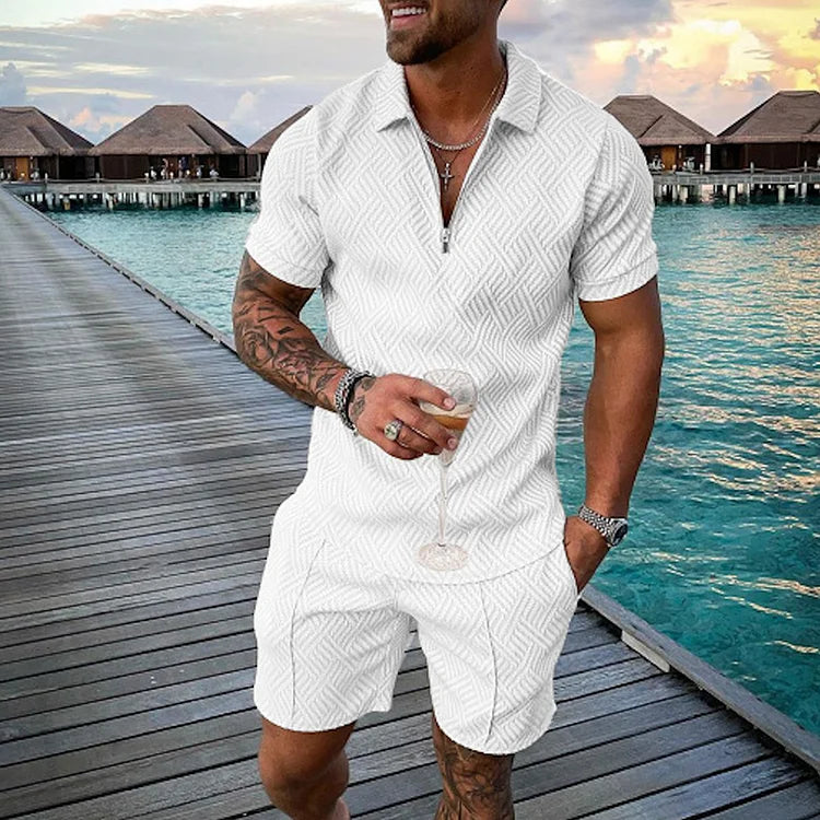 Albin | Infinity White Polo Shirt & Shorts Set