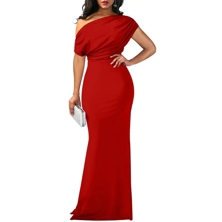 Rose Elegant Off-Shoulder Evening Dress, view 3 - Elena Harper