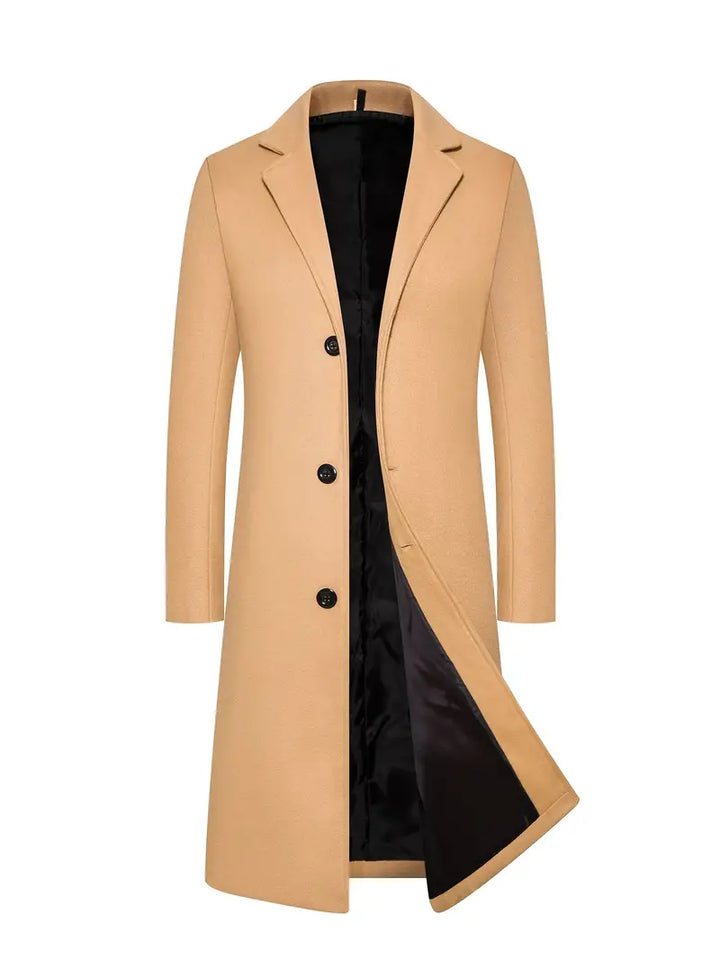 Long Single-Breasted Coat for Men – Premium Fitted Winter Coat