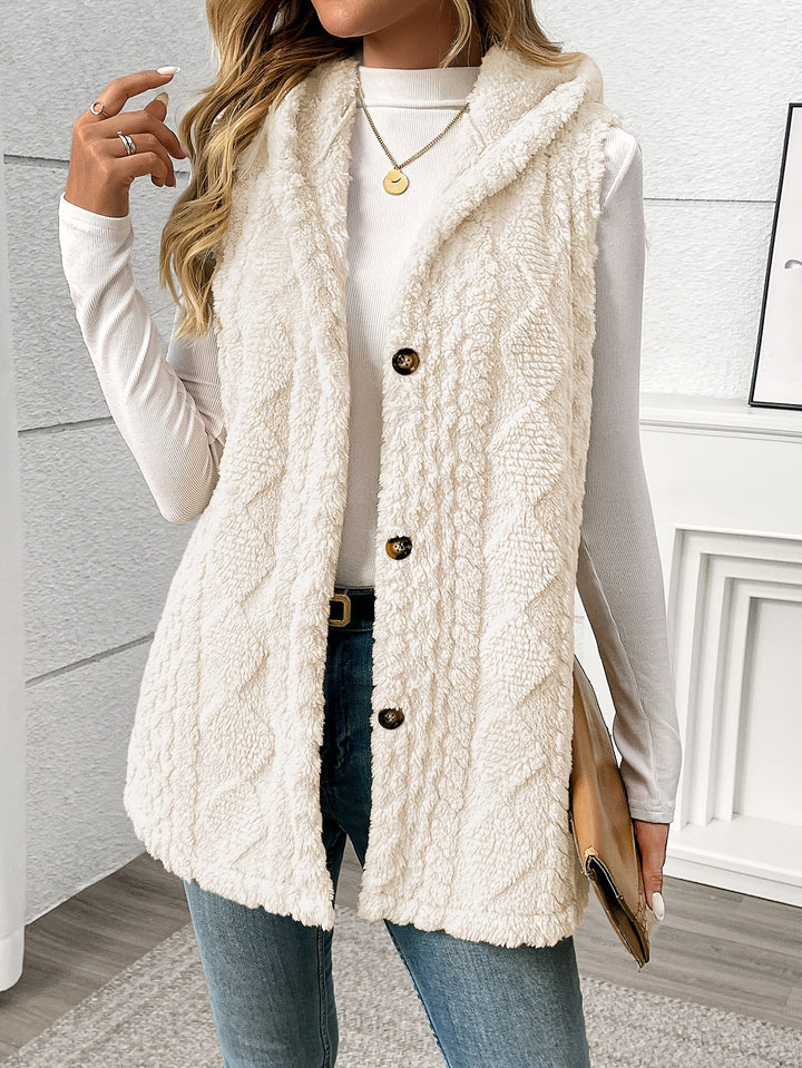 Coralie Textured Hooded Gilet, view 10 - Elena Harper