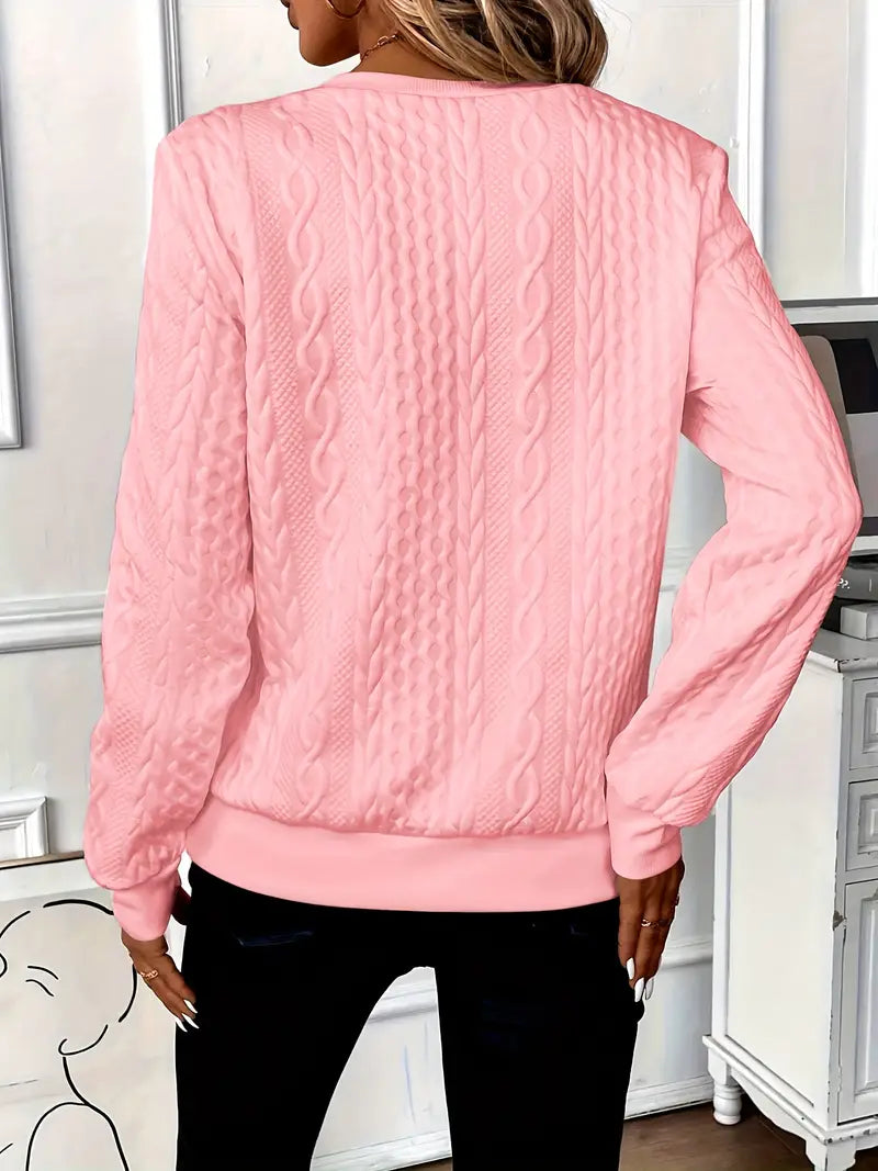 Clara Casual Sweatshirt with Long Sleeves and Zipper, view 10 - Elena Harper