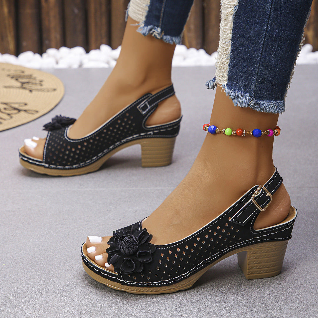 Giona Stylish Floral Wedge Sandals, view 3 - Elena Harper