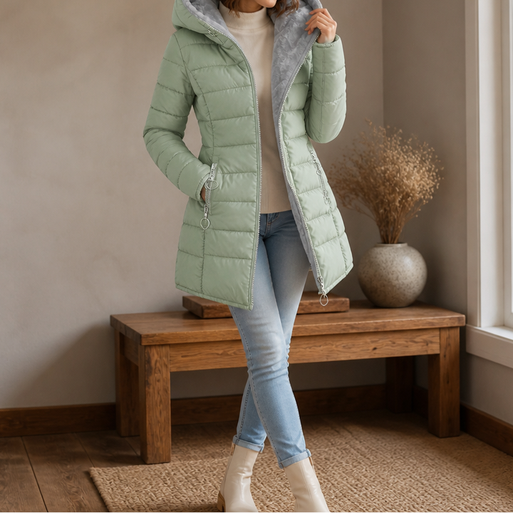 Fiona | Long Puffer Jacket with Hood and Cozy Plush Lining