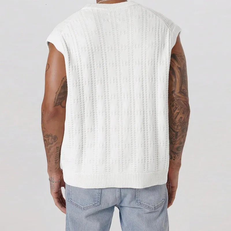 Men's Knitted Vest Button Front Sleeveless Summer Layer