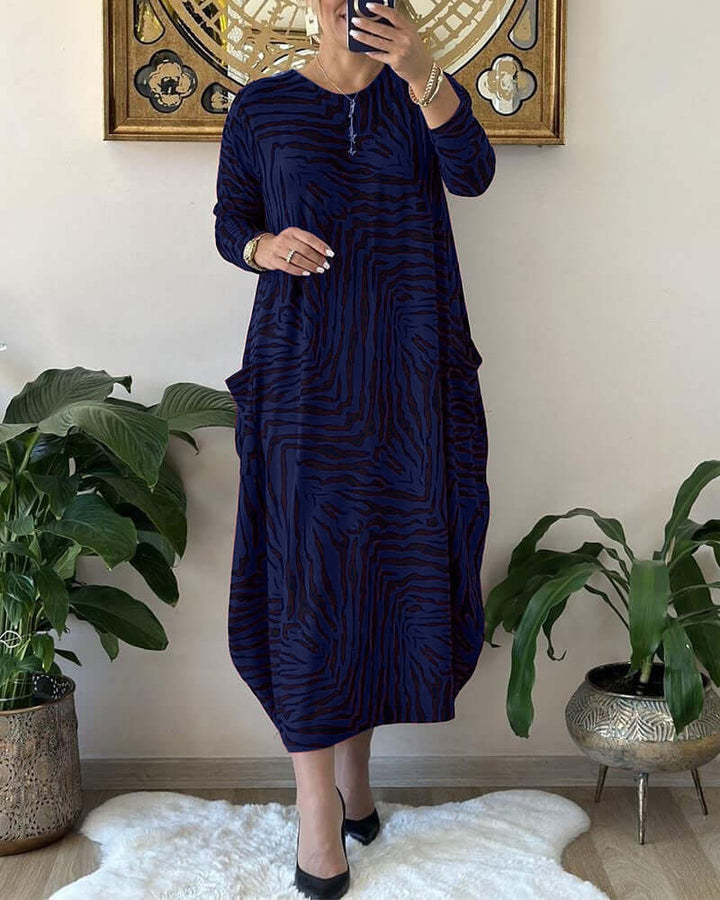 Loose Animal Print Dress with Pocket, view 2 - Elena Harper