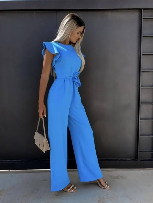 Yessica | Elegant jumpsuit for women with wide trousers and a stylish belt | Sophisticated