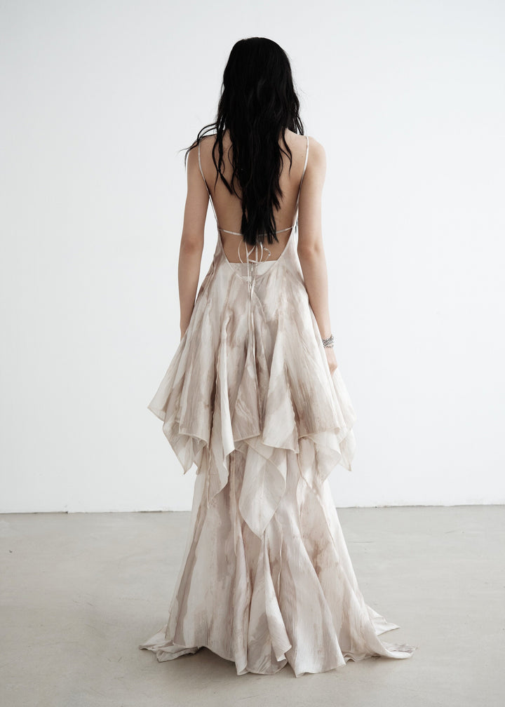 Éléna Asymmetrical Backless Long Dress, view 3 - Elena Harper