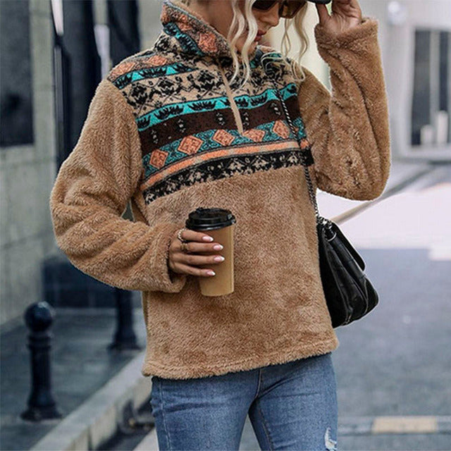 Casual Printed Geometric Pullover