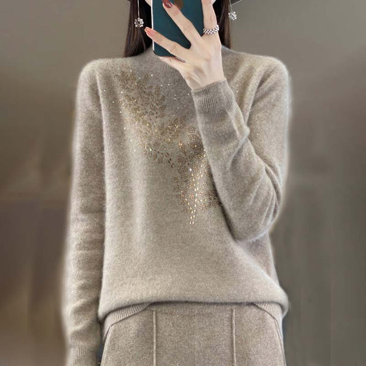 Knit Pullover with Leaf Pattern