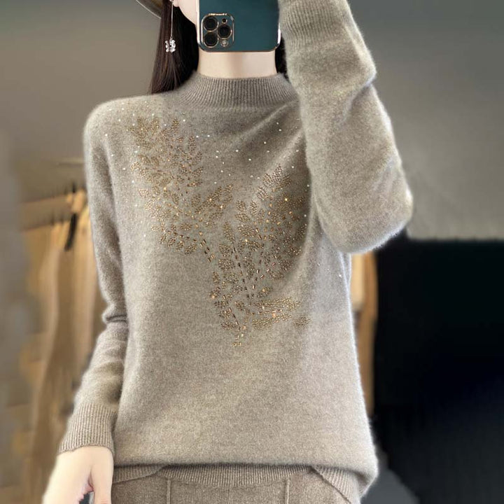 Knit Pullover with Leaf Pattern