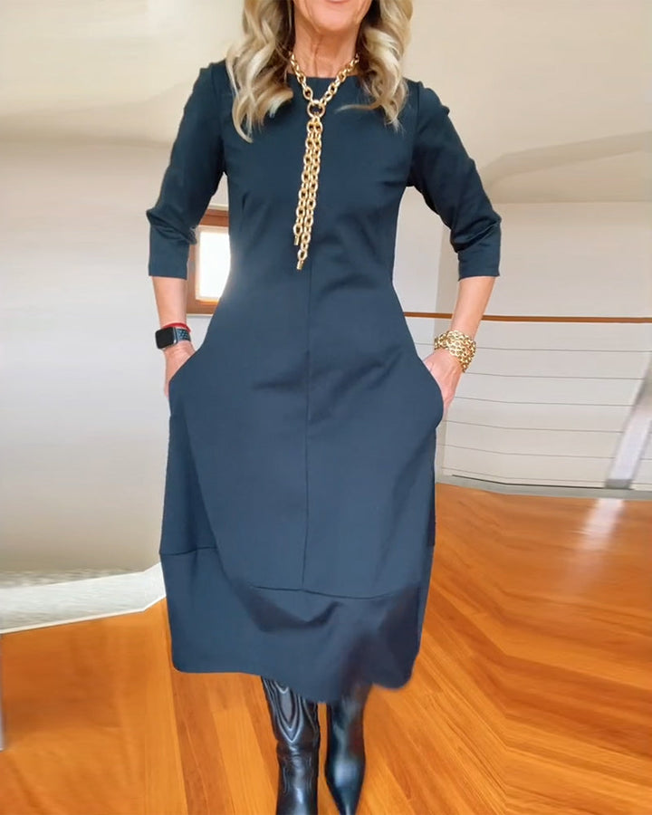 Elegant Vintage Maxi Dress for Women with Pockets