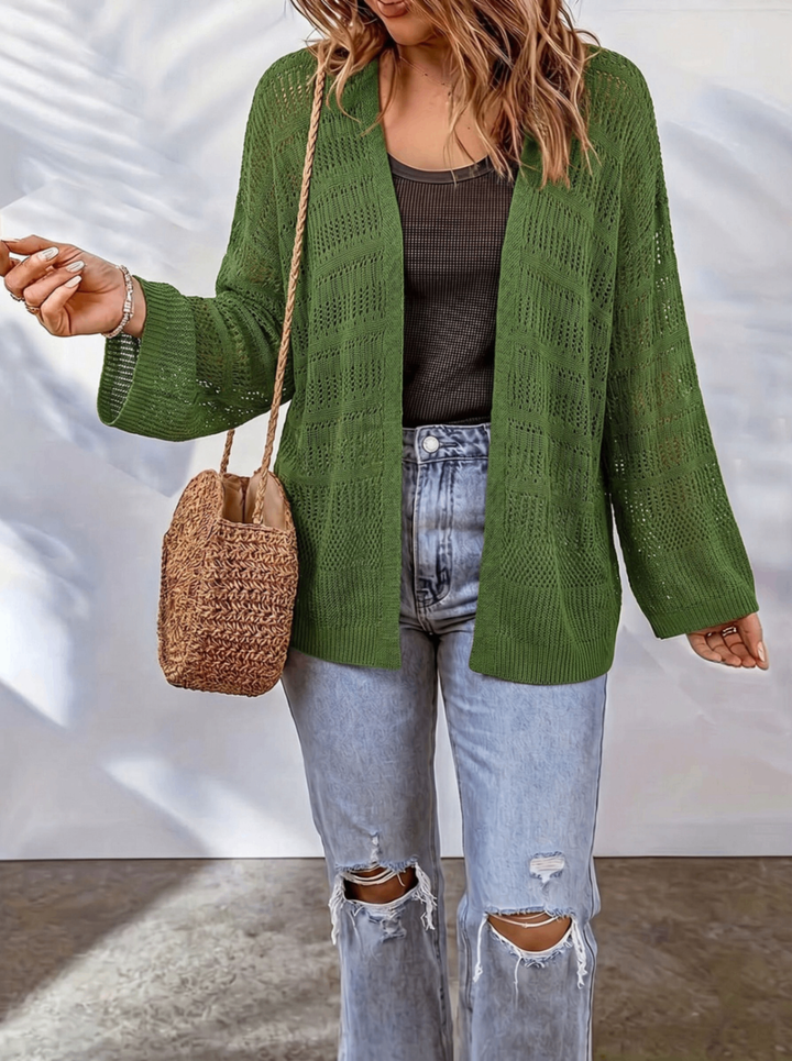 Women's Lightweight Knit Openwork Cardigan