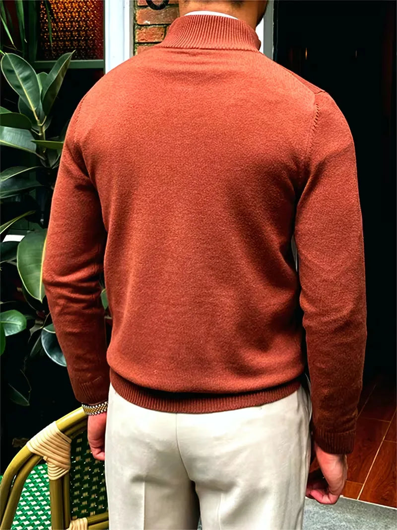 Thomas - Elegant Zip Mock Neck Sweater