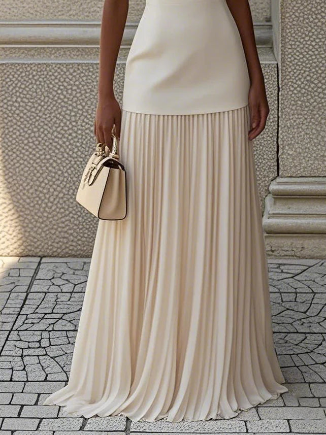 SLEEVELESS PLEATED LONG DRESS FOR WOMEN