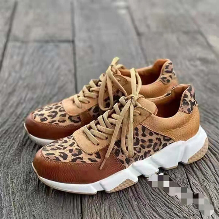 Leopard Print Chunky Sole Trainers for Women, view 2 - Elena Harper