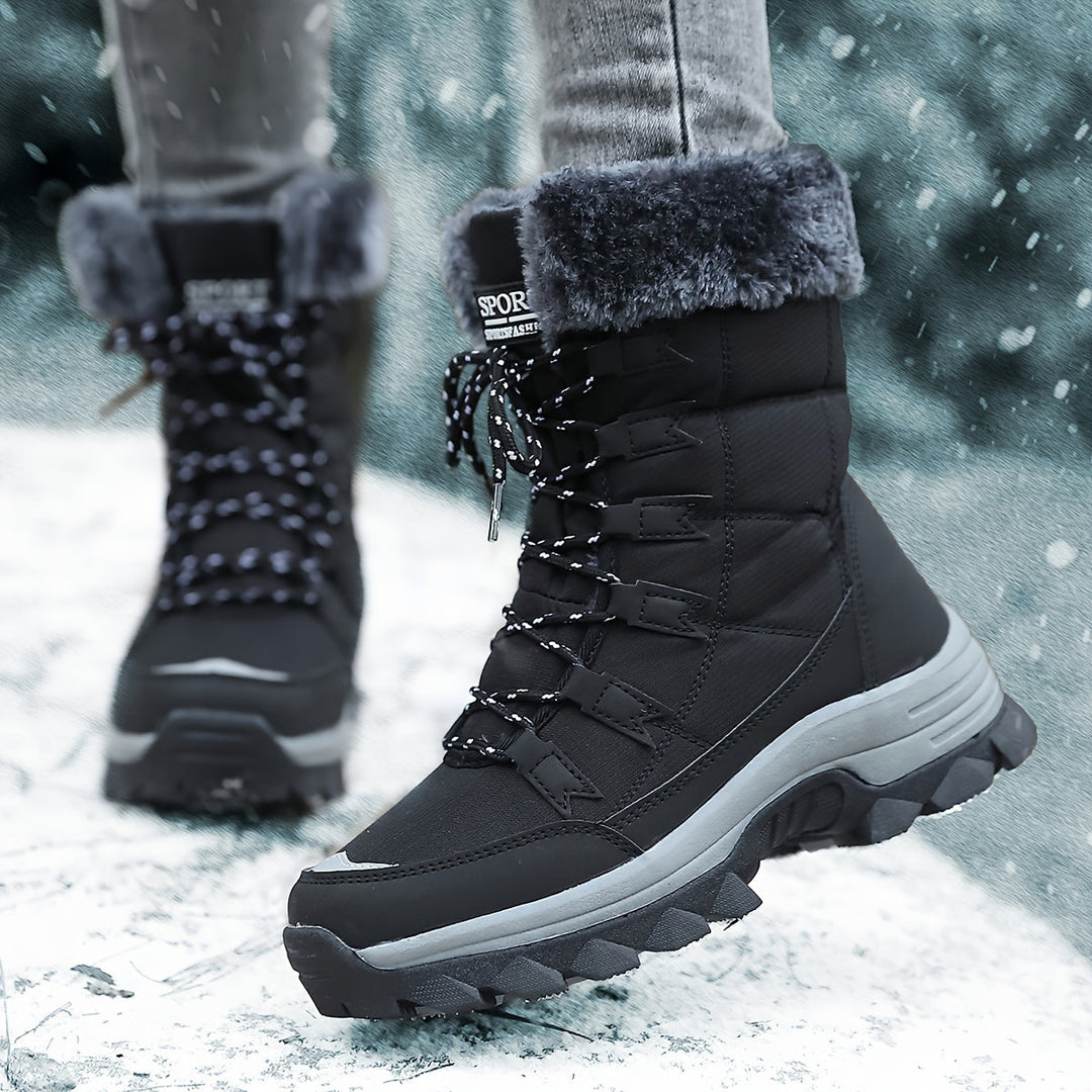 Ladies' Warm Winter Boots – Brown Leather, Waterproof and Insulating for Cold Days