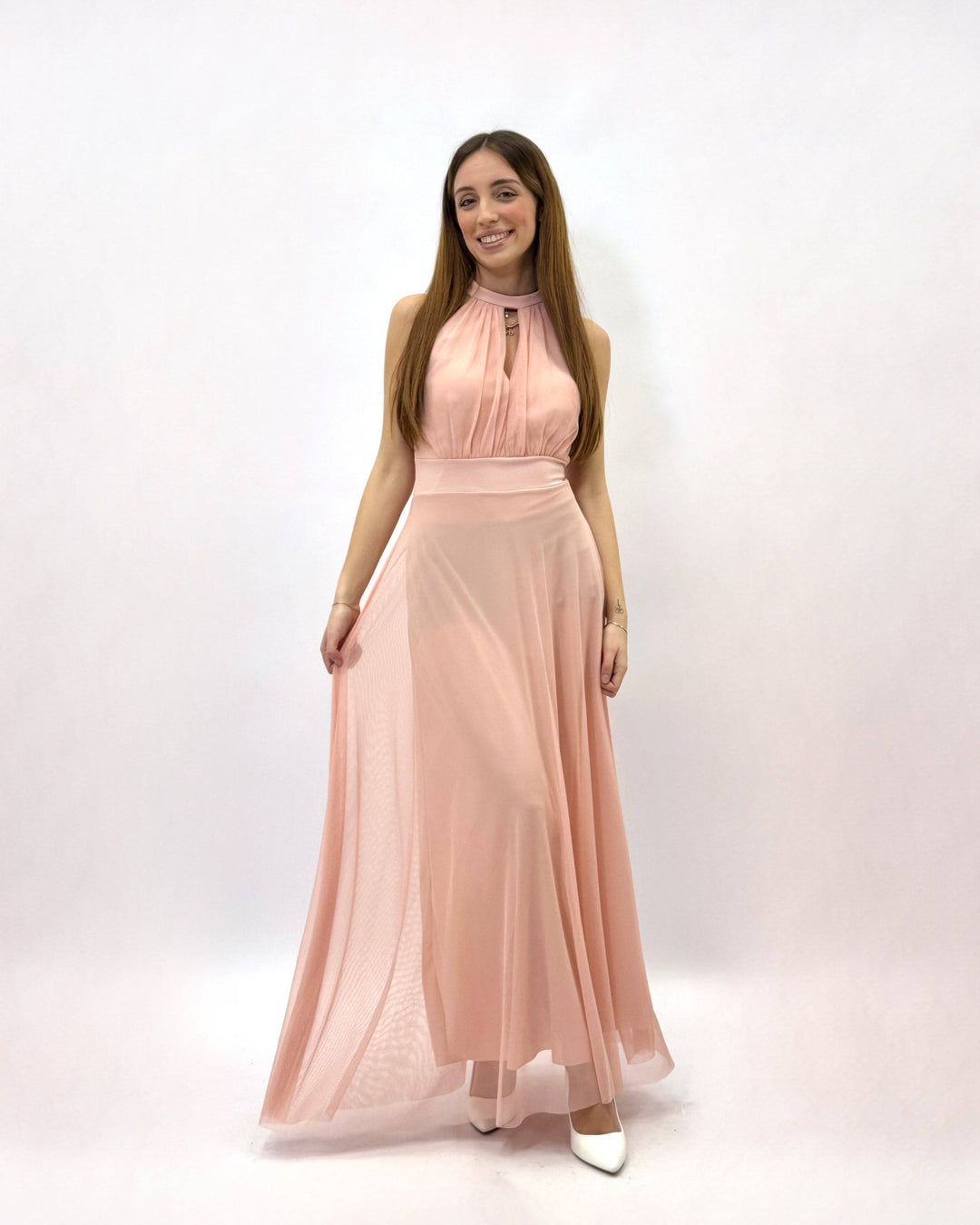 Flowing Marisa™ dress by Emma & Rose Cape Town, elegant abiti in soft fabric with a flowing silhouette and intricate details.