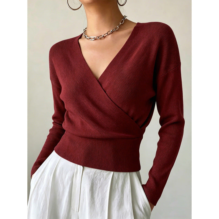 Women's Crossed Sweater in Solid Colors - Soft and Modern