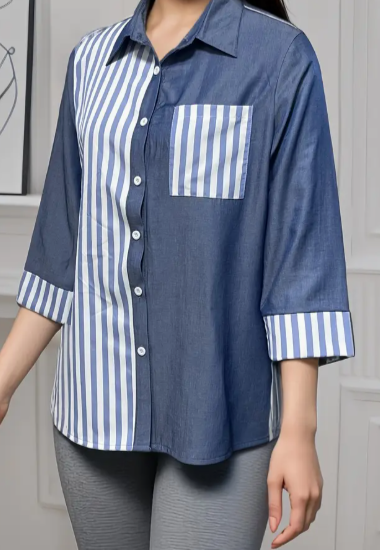 Striped blouse with buttons and pocket | Perfect for autumn