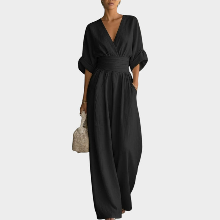 Soft Draped Wide-Leg Jumpsuit