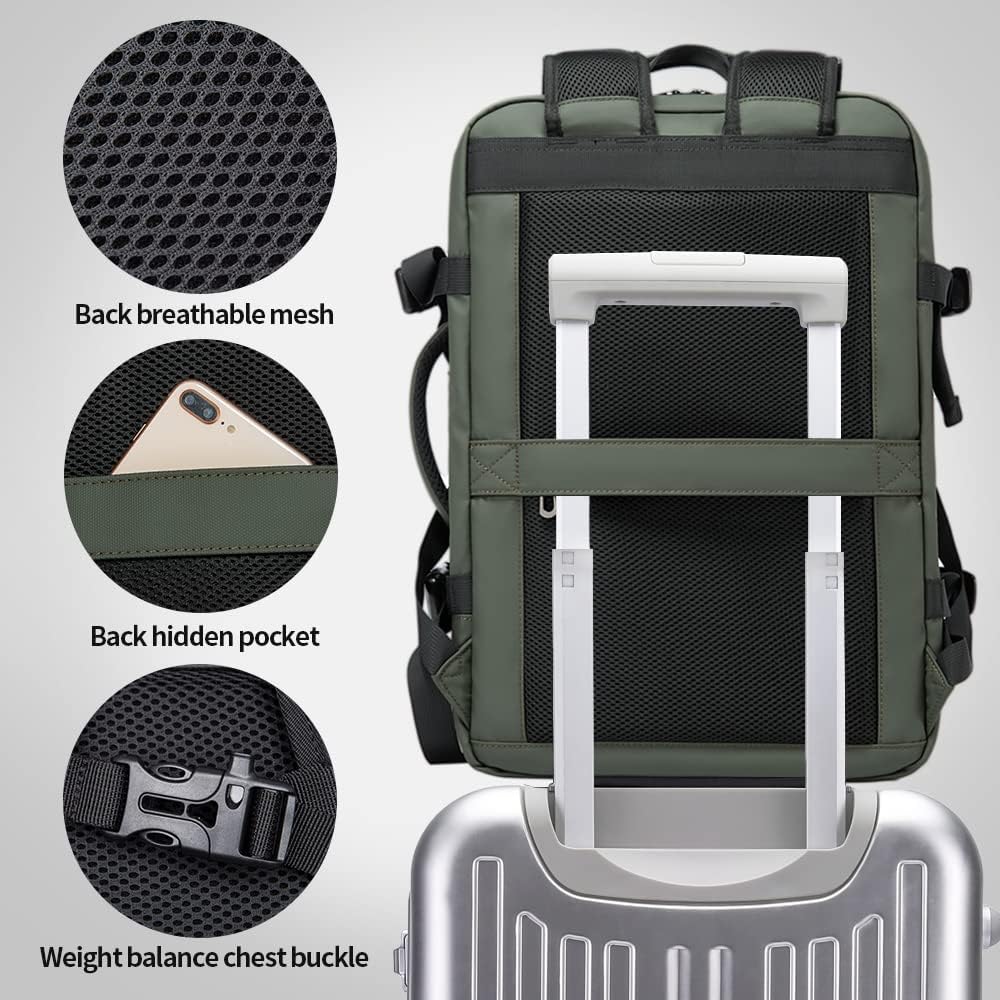 Unisex Expandable Travel Backpack - Waterproof 26-45L with Laptop Sleeve