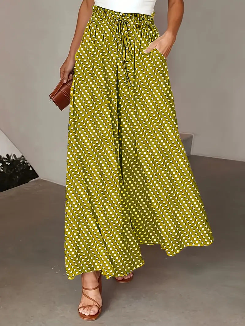 Marjene Polka Dot Boho Wide Pants for Spring & Summer - Elena Harper