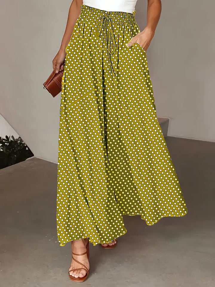 Marjene Polka Dot Boho Wide Pants for Spring & Summer - Elena Harper