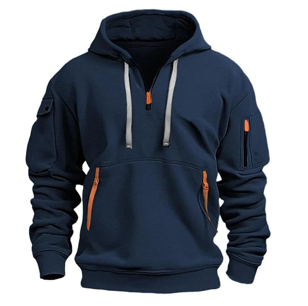 Casual Elegant Half-Zip Hoodie for Men – Comfortable