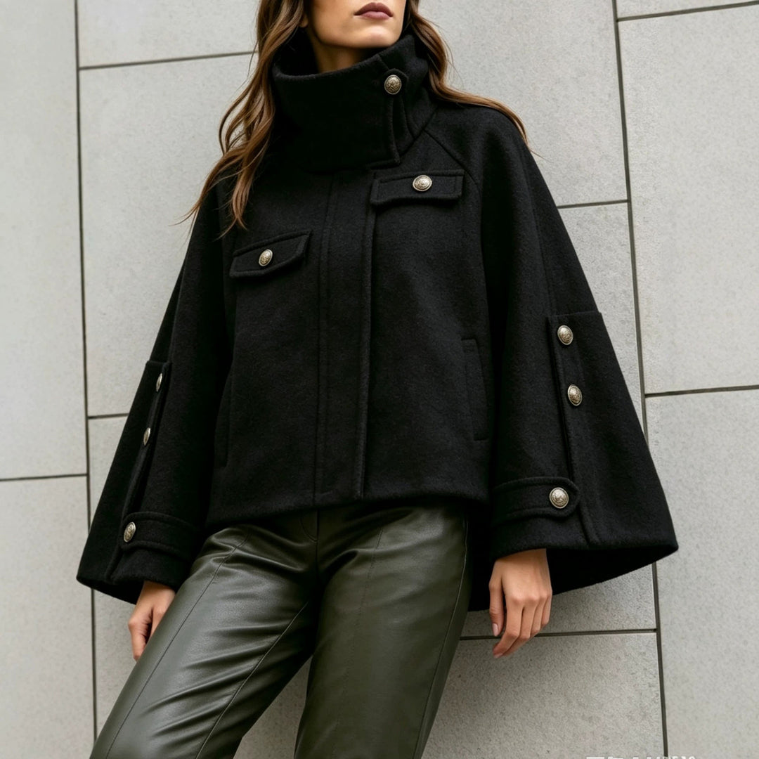 Short women's coat with high collar - Elegant and warm