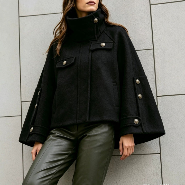 Short women's coat with high collar - Elegant and warm