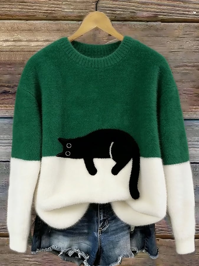 Paula™ | Soft Oversized Sweater with Cat Print