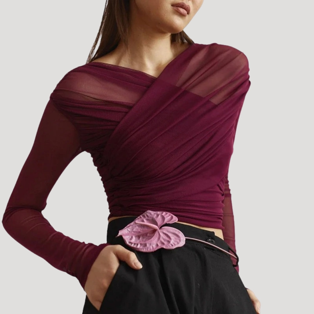 Isona | Women's Long Sleeve Cross Top for Spring