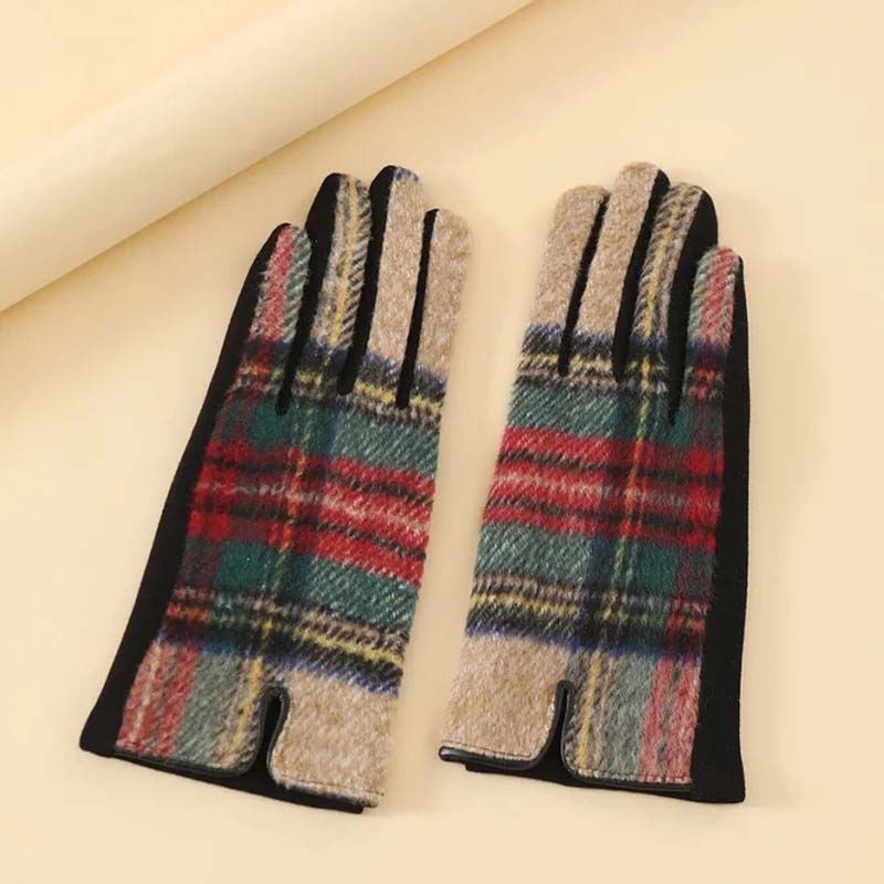 Vintage Plaid Warm Gloves