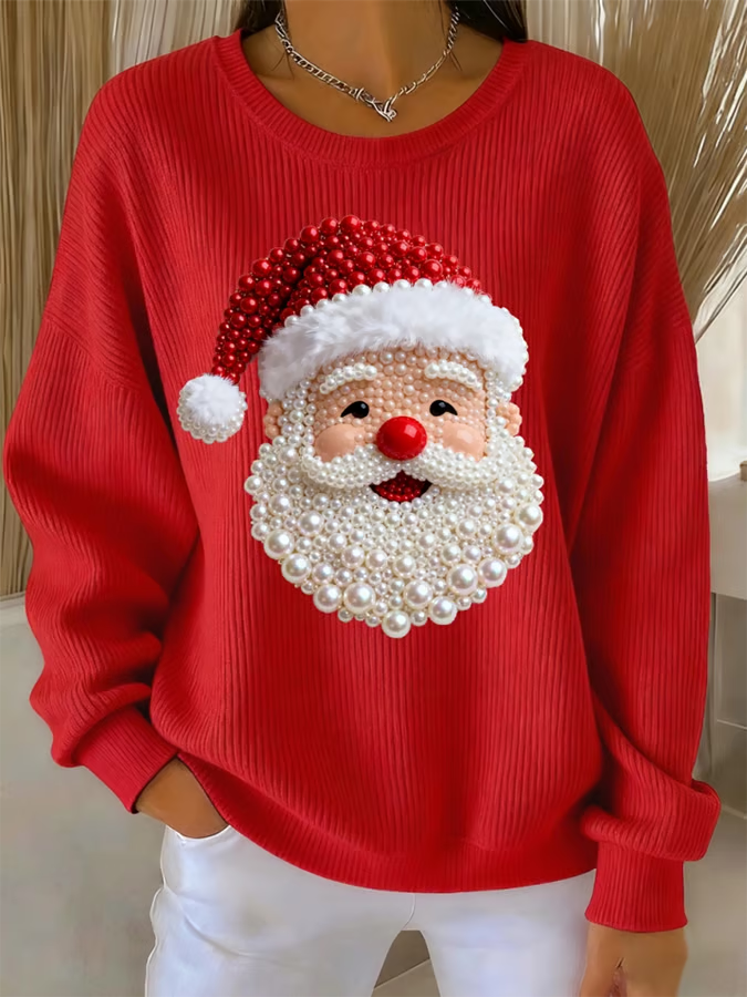 Isa - Christmas Jumper with Beaded Santa