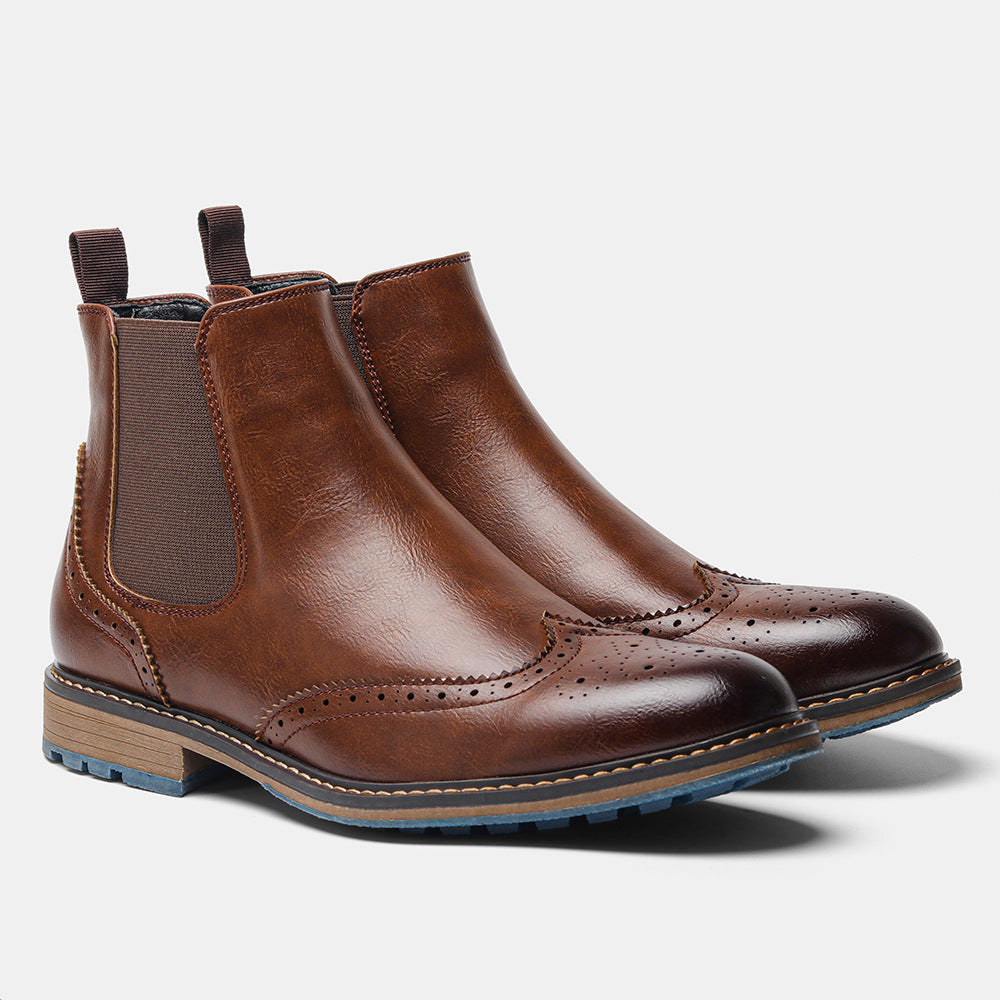 Men's Brogue Leather Ankle Boots - Alrik