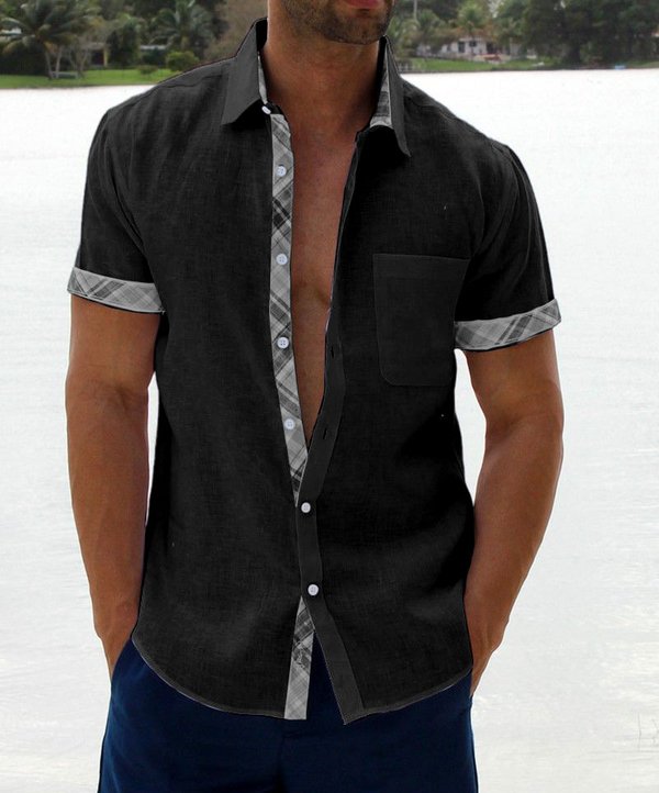 Harold Men's Casual Shirt in Checkered Design with Button-Down Collar, view 7 - Elena Harper