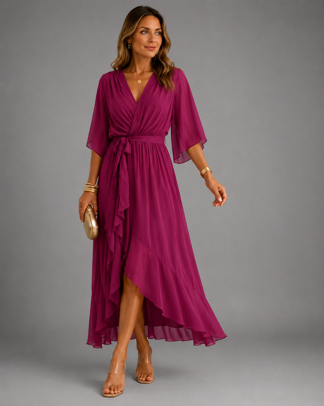 Isabelle™ | Belly-Hiding Chiffon Maxi Dress