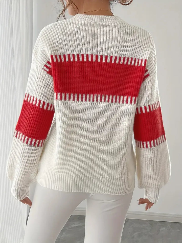 Gyneth Long-Sleeve Sweater with Round Neck, view 6 - Elena Harper