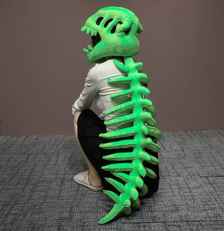 Kids Dinosaur Cape with Hood – Plush Skeleton Back