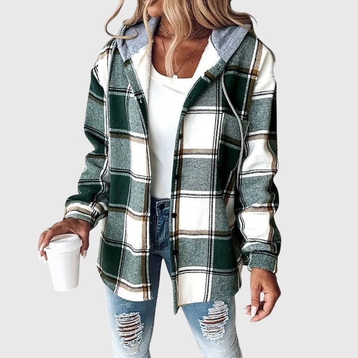 Emma & Rose Cape Town Martina™ Mesh Button Placket Jacket with lightweight fabric and button details.